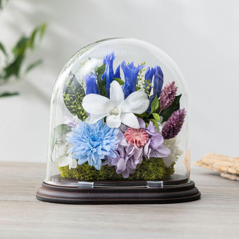 お供え 花 プリザーブドフラワー 仏花 ガラスドーム 清雅 供花 仏壇用