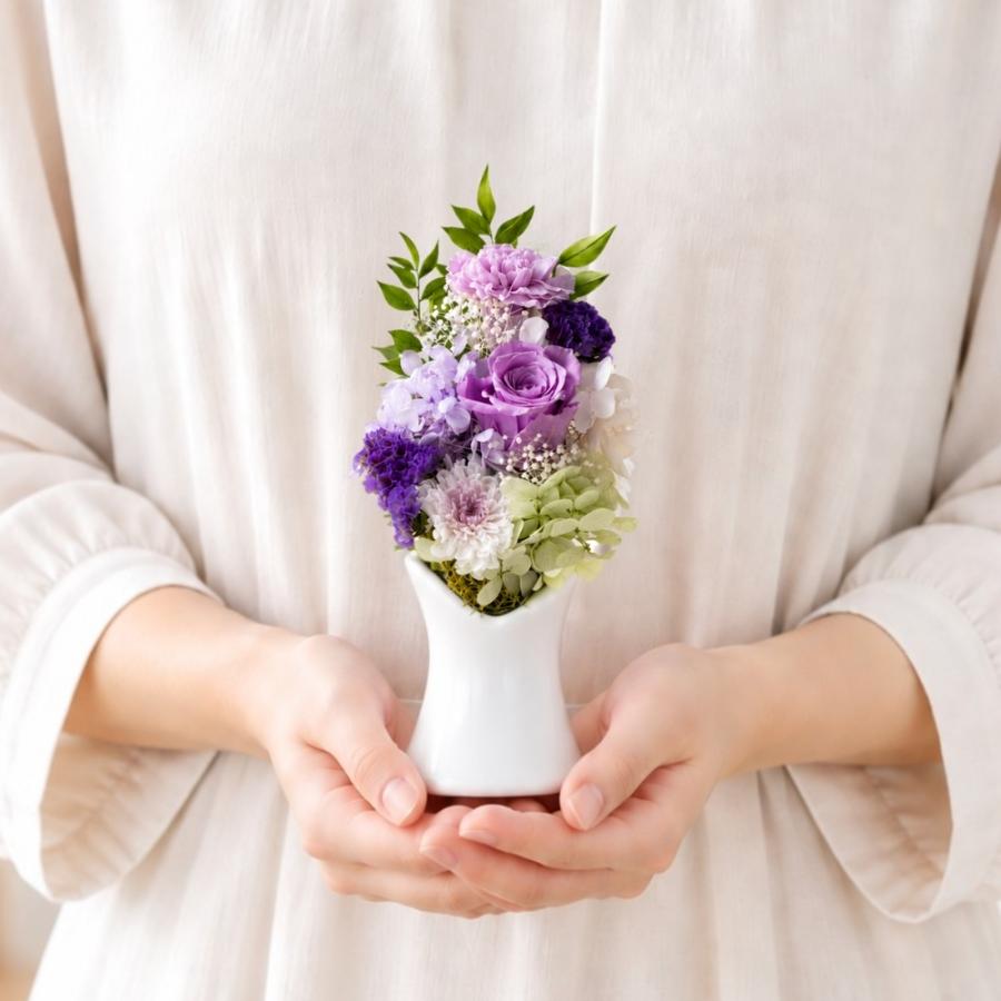 お供え 花 プリザーブドフラワー 仏花 紬 供花 仏壇用 祭壇 一周忌 三