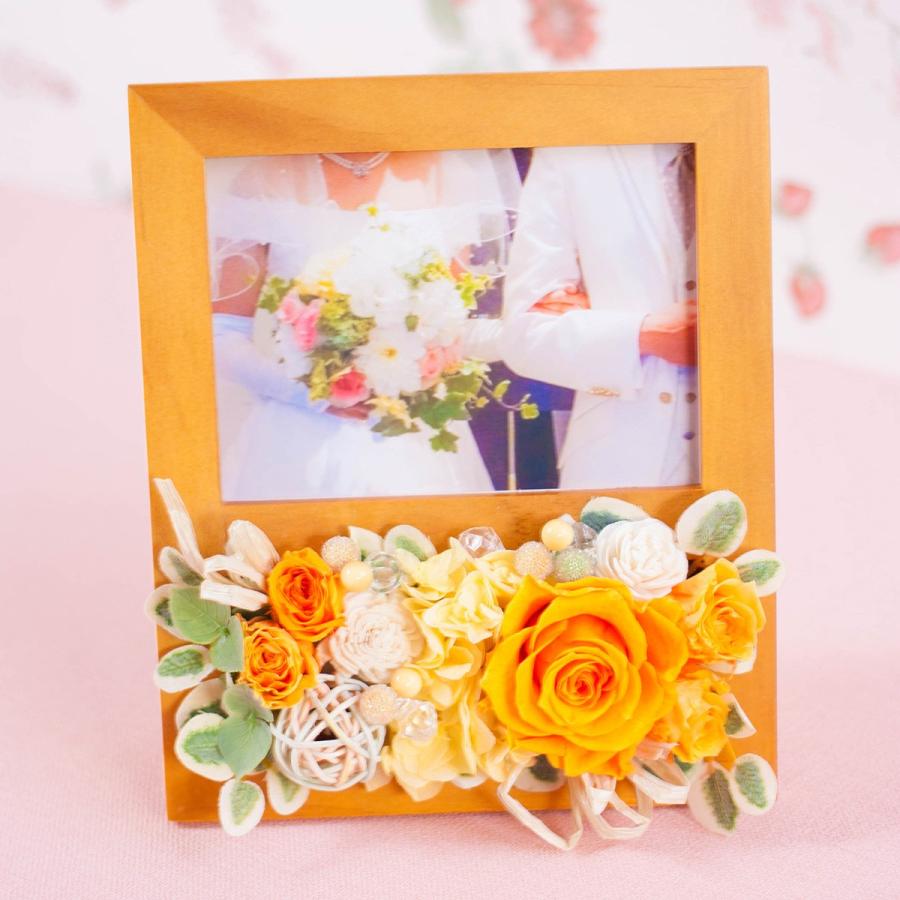 プリザーブドフラワー ギフト 花 写真立て ウッドフォトフレーム 結婚