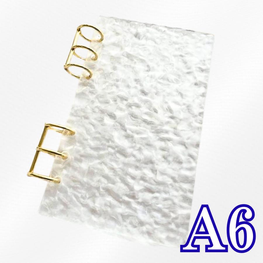バインダー A6 6穴 アクリル クリア 透明 ゴールド リング 推し活