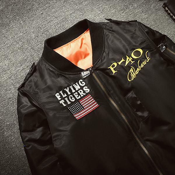 魅力の メンズ アメリカ紋章 刺繍 トレンド 刺 バッジ 野球 ユニフォーム パイロット ジャケット 黒い 中綿コート サイズ Xxl Www We Job Com