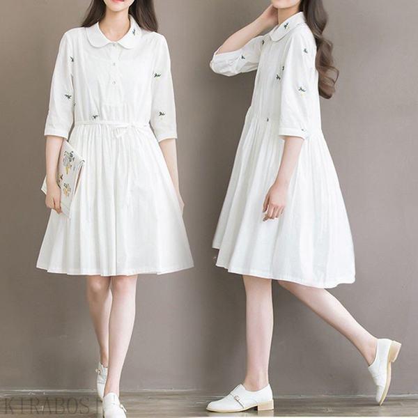 ファッション 耐熱 二層 足あとぐらす M ワンピース 大きいサイズ レディース リネン ワンピース 白ワンピース 膝丈 結婚式 ワンピース 刺繍柄 白ワンピース リネン ワンピース Fec6pxct16 Shahjahanmosque Org Uk