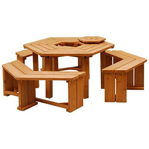 ruru山善 ガーデンマスター BBQパティオ テーブルベンチ(4点セット) ブラウン HXT-135SBR2