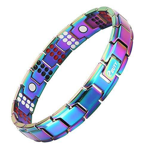 最旬トレンドパンツ ゲルマニウム ブレスレット メンズ 虹色 Ebuty 一年間返金 返品保証 純チタン製 磁気ブレスレット オシャレ