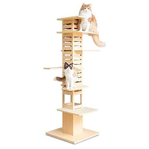 ruru necobaco T ナチュラルウッド アイボリー ネコバコ T 木製キャットタワー 猫タワー 据え置き インテリア 木 最新作の