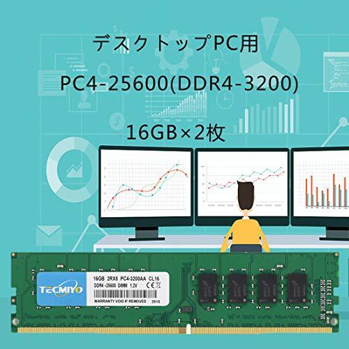 テクミヨ デスクトップPC用メモリ DDR4-3200 PC4-25600 32GB 288pin