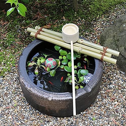 超目玉 5ruru信楽焼 蹲 焦げ窯肌 つくばい 竹 柄杓付 しがらき焼 竹