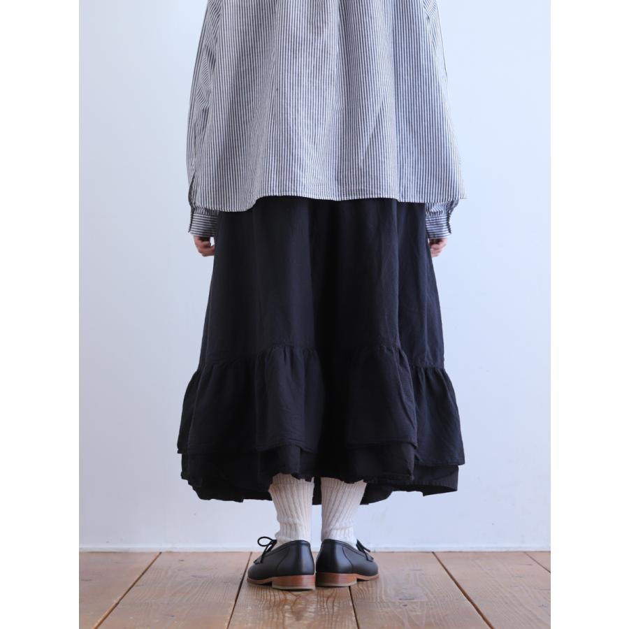 Gauze# " FRANCOIS FRILL SKIRT ( Grayish White / Black ) "｜rurublue｜08