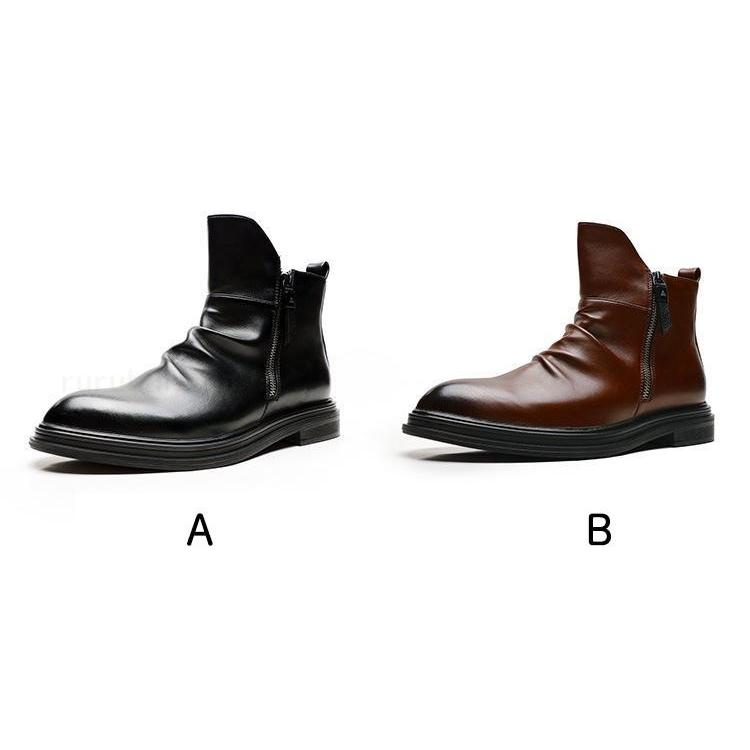 紳士靴ショートブーツ メンズサイドジッパー シューズ 靴 カジュアルブーツ軽量メンズ秋冬メンズブーツミリタリーエンジニアブーツ黒ロングs27 A krl ルルランド 通販 Yahoo ショッピング