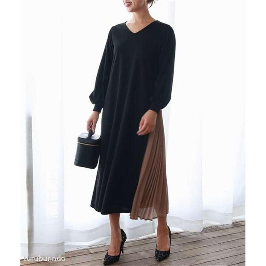 ゆったり ロングワンピースレディースミセスプリーツ春夏秋レディース服着痩せドレス痩せて見えるvネックひざ下丈 50代 40代 30代入学式入園式卒園式 btx ルルランド 通販 Yahoo ショッピング