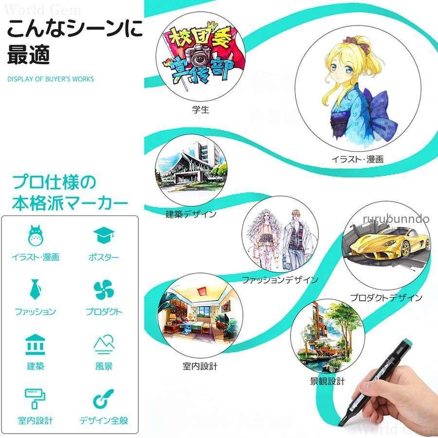 マーカーペン 80色 セット イラストマーカー アルコールマーカー 蛍光マーカー サインペン ツインマーカー 太字 細字 コピック イラスト 漫画 絵画 塗り絵 zfh ルルランド 通販 Yahoo ショッピング