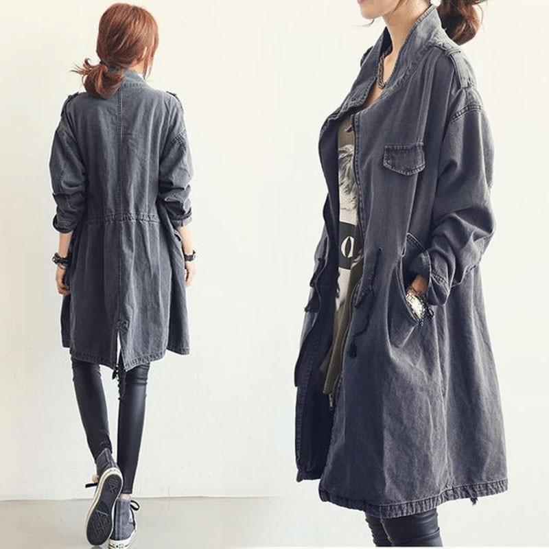 デニムコート トレンチコート ゆったり デニムジャケット ロング丈 Gジャン 長袖 アウター レディース トップス 通勤 就学 春秋冬 スプリングコート 最大94 Offクーポン