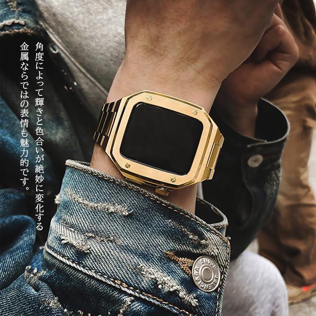 Apple Watch バンド ステンレス メンズ アップルウォッチ SE 8 7 一体型 バンド 44mm ベルト セット シリコン バンド 40mm 45mm｜rururu-store｜13