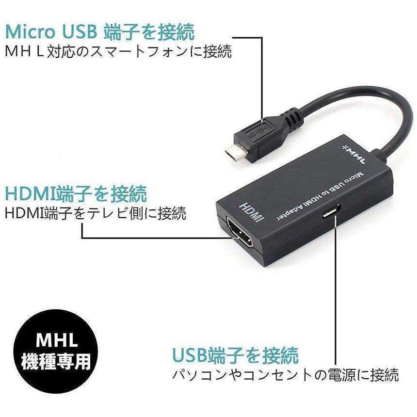 MHL HDMI 変換 アダプタ Micro USB to HDMI 変換 ケーブル テレビへ映像伝送 テレビ 出力 ユーチューブをテレビで見る アン｜rururu-store｜04