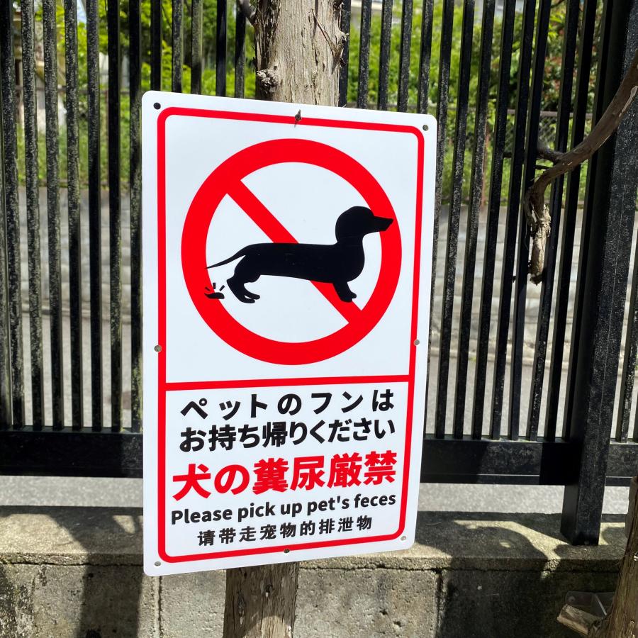 1枚入 送料無料 激安看板 『犬の糞尿厳禁』標識 (PP)板1mm厚約W210