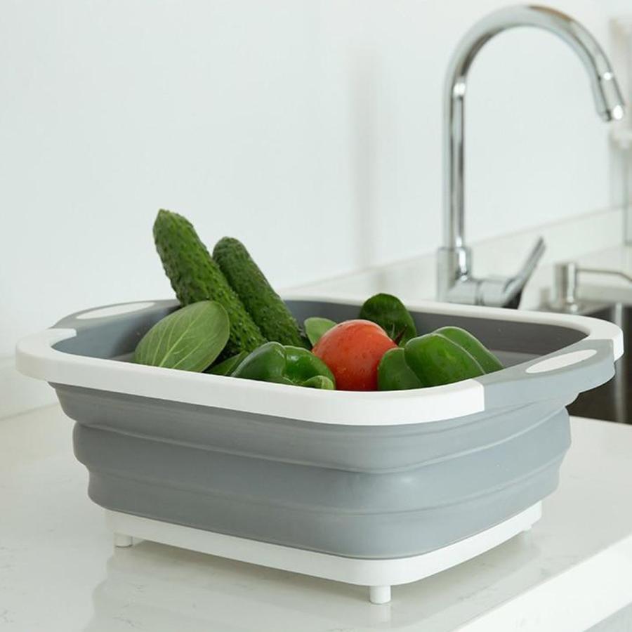 2way 洗い桶 まな板 折りたたみ 水切りかご おしゃれ キッチン バケツ シリコン まないた コンパクト 排水口 台所 シンク 食器かご カゴ お皿 収納 省スペース St595 Jane Errin 通販 折りたたみ式まな板 ザル付き多機能チョッピングボード 折りたたみ式収納