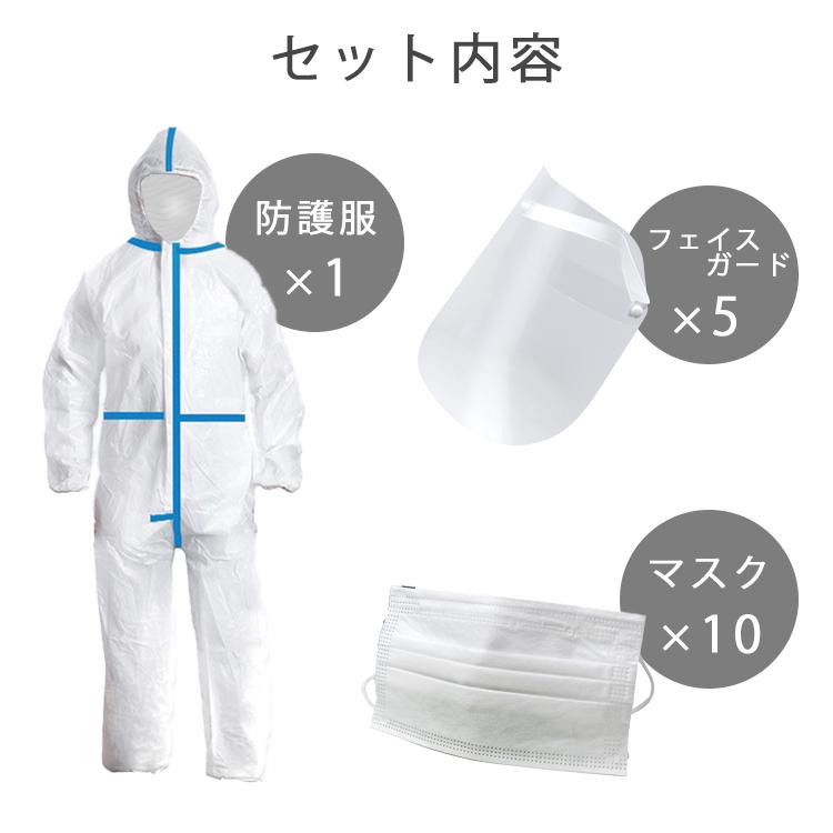 防護服 フェイスシールド マスク セット 3点セット フェイスガード Fda Ce 認証取得 コロナ対策 使い捨て 医療用 感染症 ウイルス ラッシュモール 通販 Paypayモール