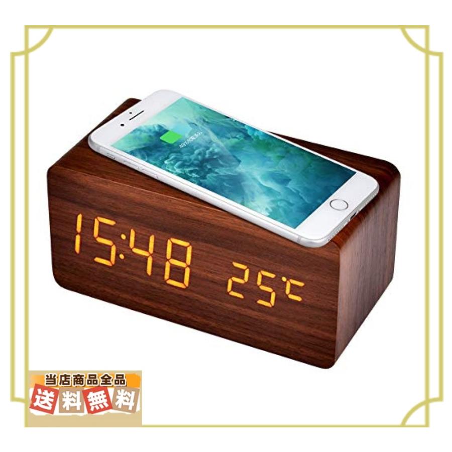 置き時計 目覚まし時計 Qi ワイヤレス充電機能 木目調 デジタル時計 アラーム時計 木 北欧 卓上 日付 温度 省エ Upn9961 安心 丁寧 真心堂 通販 Yahoo ショッピング