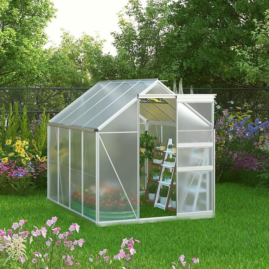 新品未使用！ アルミ温室 花園温室 頑丈な金属フレーム温室 植物の温室 ポリカーボネートウォークインプラント温室、 カバー ホーム温室 温室 ビニールハウス 家庭用 調節可能 【BCD1543622086】(55678円)