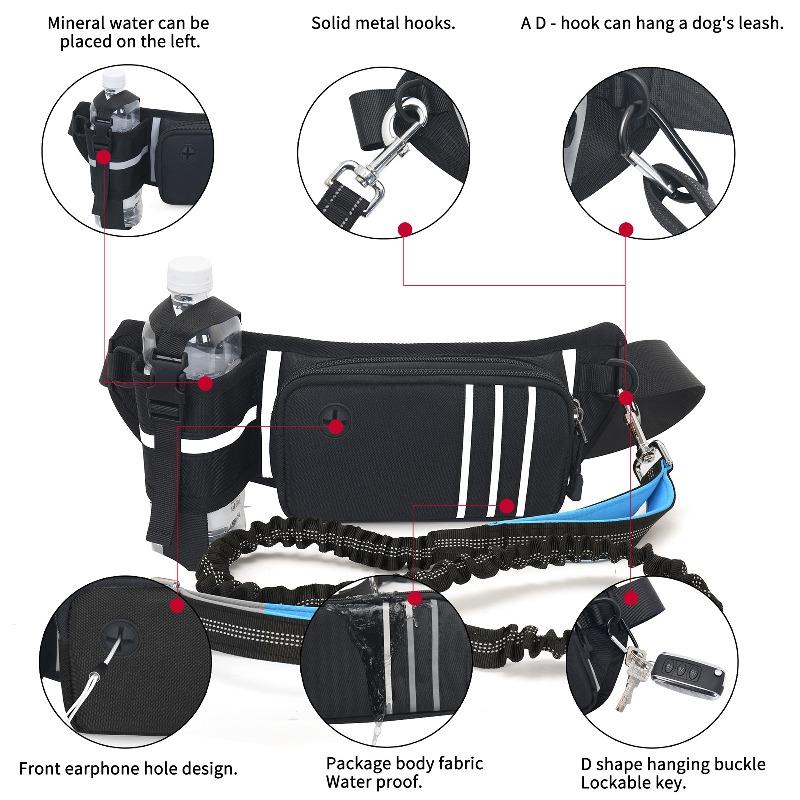 ランニングポーチ ウエストポーチ 揺れない 犬用リード付き ペット 散歩 ランニングバッグ ジョギングポーチ ボトルポーチ ペットボトル ウォーキング マラソン | ホームアイホーム | 05