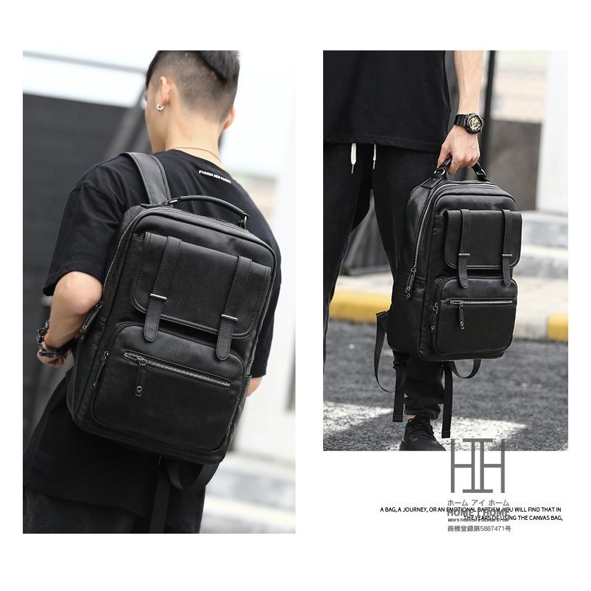 リュック メンズ 大容量 レザー 革 スクエア バックパック撥水 防汚 リュックサック デイパック バッグ 通勤 通学 ビジネス 学生 アウトドア | ホームアイホーム | 09
