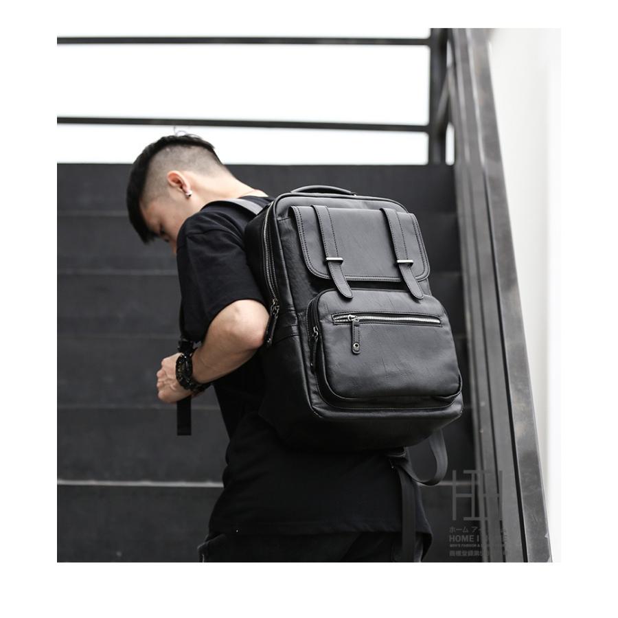 リュック メンズ 大容量 レザー 革 スクエア バックパック撥水 防汚 リュックサック デイパック バッグ 通勤 通学 ビジネス 学生 アウトドア | ホームアイホーム | 10