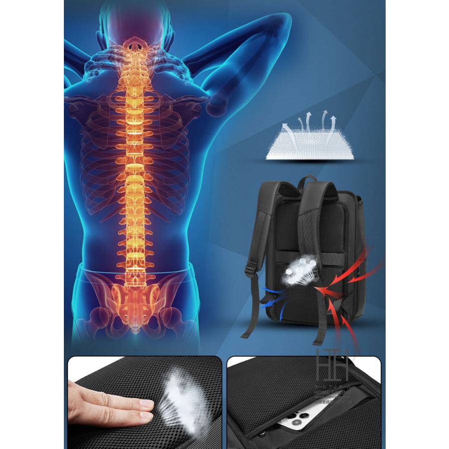 ビジネスリュック 大容量 撥水 USB口 通勤 メンズ リュック リュックサック 通学 出張 ノートPC対応 A4 B4 シンプル ユニセックス | ホームアイホーム | 08