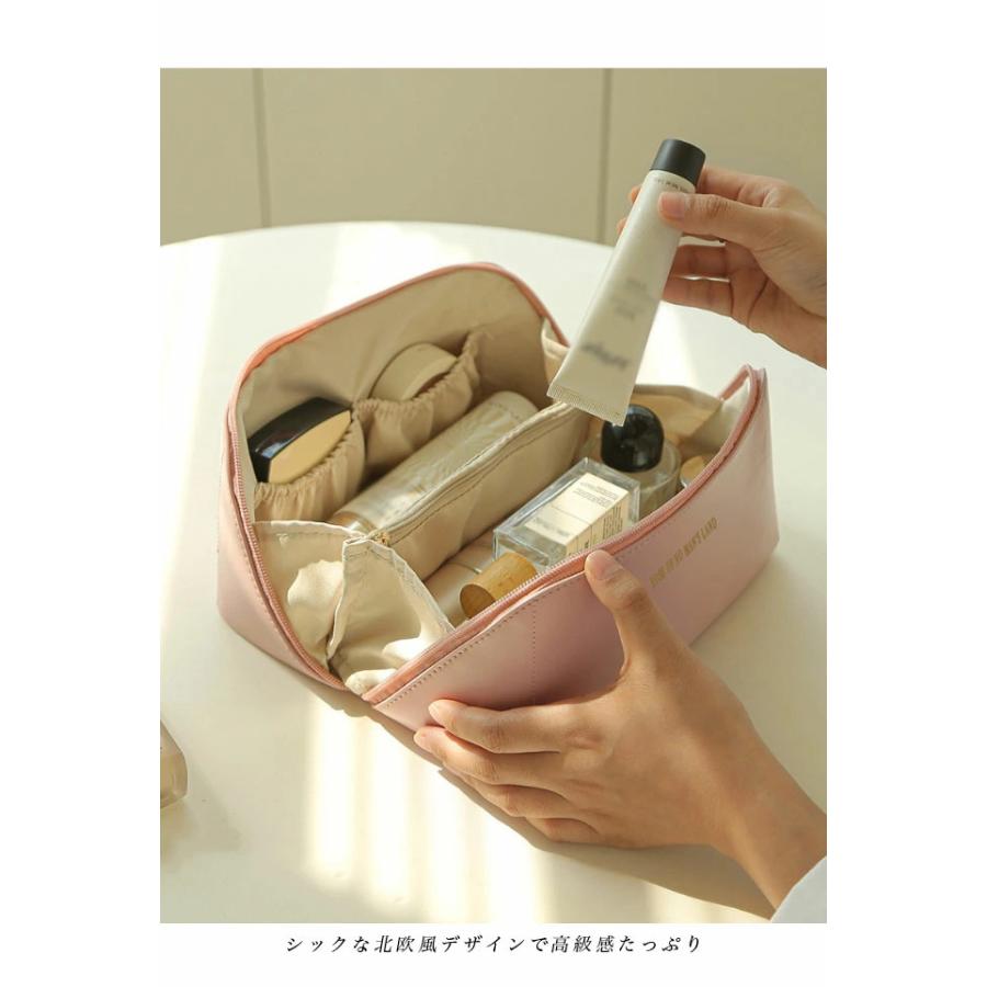 バニティケース 仕切り 大容量 バニティバッグ 北欧風 PUレザー 化粧バッグ つや消し マルチポーチ 持ち運び 出張 旅行 化粧品収納 バッグ メイク道具収納 | ホームアイホーム | 10
