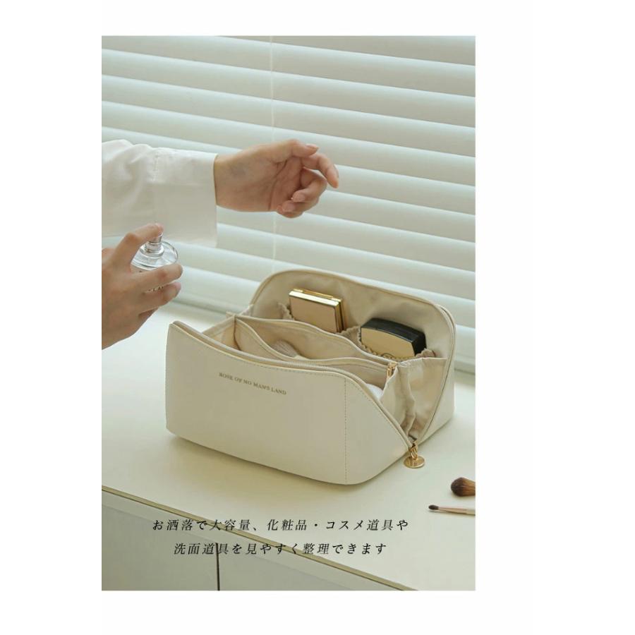 バニティケース 仕切り 大容量 バニティバッグ 北欧風 PUレザー 化粧バッグ つや消し マルチポーチ 持ち運び 出張 旅行 化粧品収納 バッグ メイク道具収納 | ホームアイホーム | 12