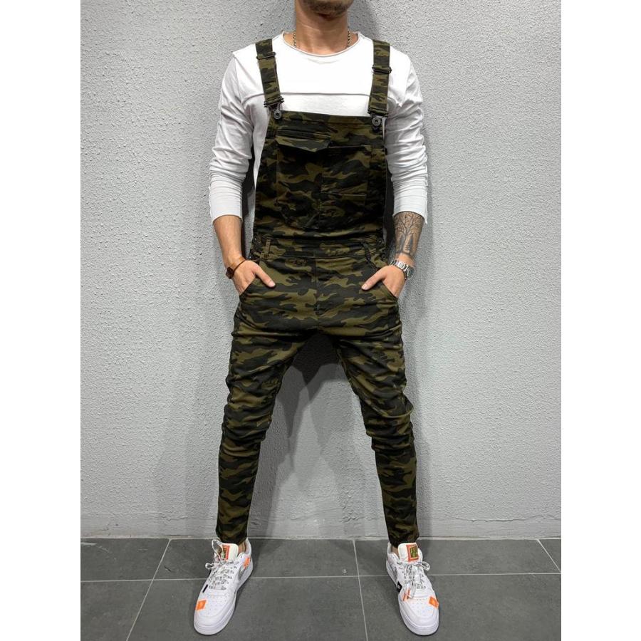 サロペット オーバーオール スキニー メンズ パンツ 細身 スリム デニム 無地/迷彩 アウトドア アメカジ カッコイイ オールインワン おしゃれ きれいめ 春 秋 | ホームアイホーム | 02