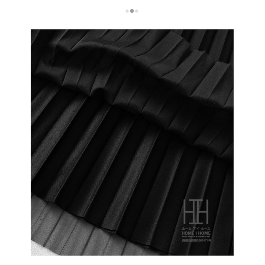 チュールスカート プリーツスカート レディース ミモレ丈 ワンポイント ウェストゴム 台形スカート プリーツスカート 体型カバー ゆったり ギャザー ストレッチ | ホームアイホーム | 15