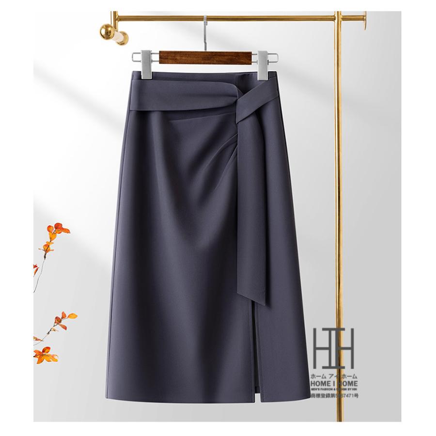 スーツスカート ロングスカート レディース ハイウエスト スリット アシンメトリー 非対称 不規則デザイン 通勤 スリット 体型カバー ミモレ丈 ロング Aライン | ホームアイホーム | 06