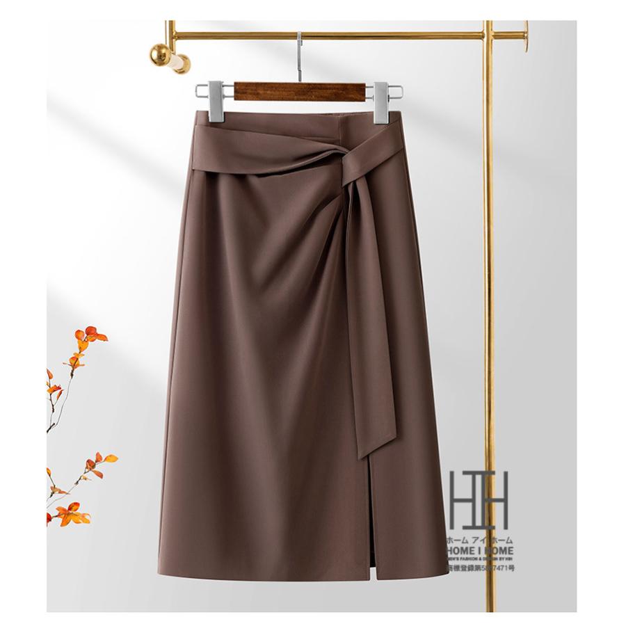 スーツスカート ロングスカート レディース ハイウエスト スリット アシンメトリー 非対称 不規則デザイン 通勤 スリット 体型カバー ミモレ丈 ロング Aライン | ホームアイホーム | 07