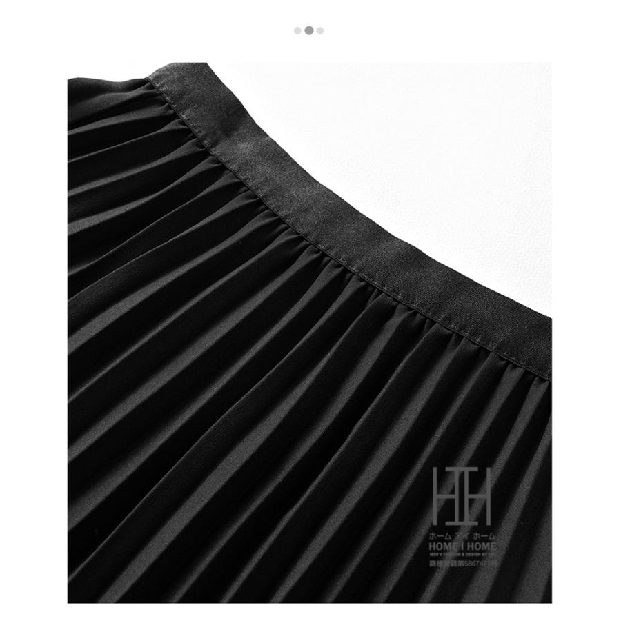 プリーツスカート ロングスカート レディース レース切り替え 通勤 台形スカート 体型カバー ミモレ丈 ロング フレア Aライン ウエストゴム 大人 上品 ブラック | ホームアイホーム | 11