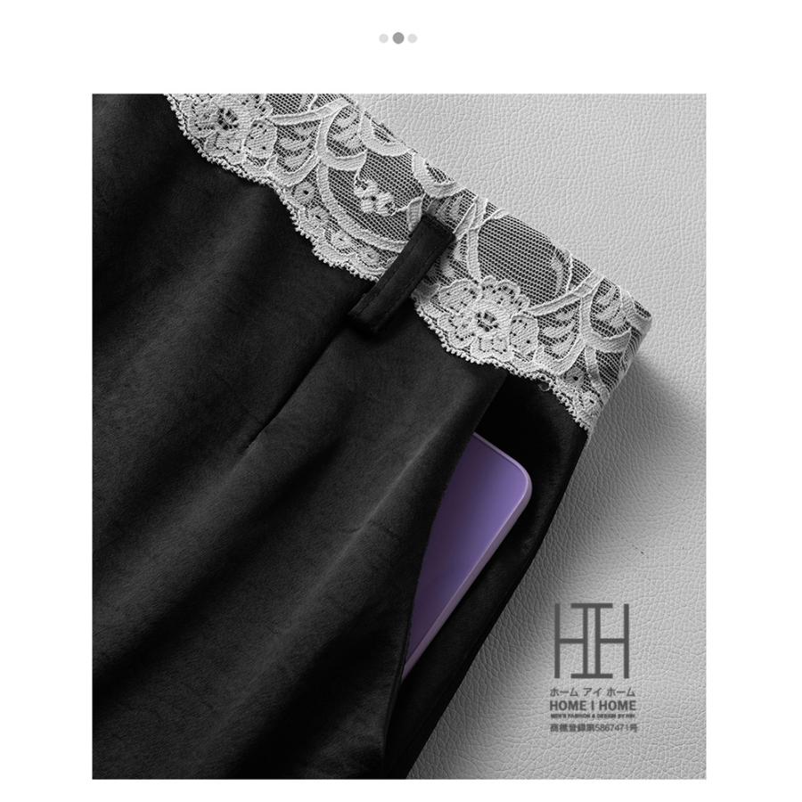 ロングスカート マキシ レース入り サテンスカート マキシ タイト 細身 スリム 体型カバー ロングスカート きれいめ 光沢感 ハイウエスト Iライン 美脚 通勤 | ホームアイホーム | 14