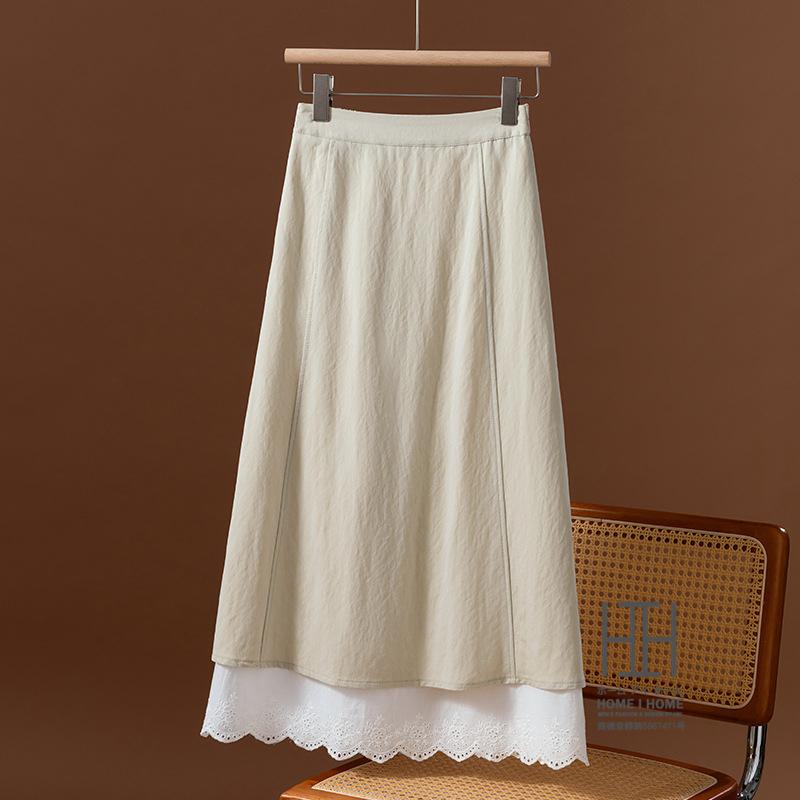 レースコンビ Aラインスカート aラインスカート ロング 台形スカート マキシ丈 体型カバー 大きいサイズ aライン 着痩せ 大人 おしゃれ 上品 可愛い カジュアル | ホームアイホーム