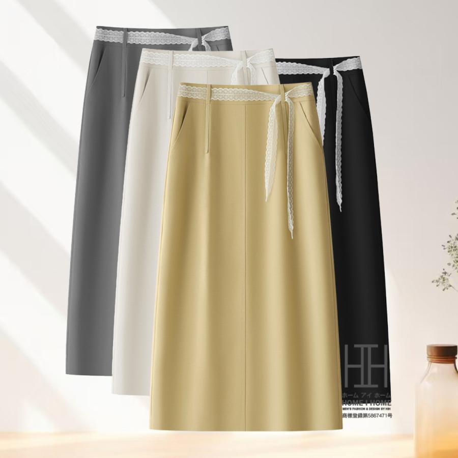 ロングスカート Iラインスカート タイトスカート レディース 冷感 涼しい ウェストレース おしゃれ キレイめ シンプル 無地 通勤 体型カバー ミモレ丈 ロング | ホームアイホーム