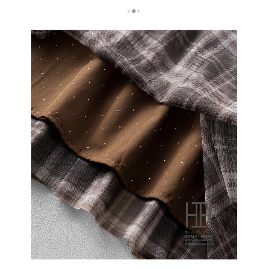 スカート 着痩せ 高見え チュールスカート チェック柄 ロング ボリューム チュール 春 夏 秋 冬 大人 フレアスカート aライン フレア 大きいサイズ 脚長効果 | ホームアイホーム | 12