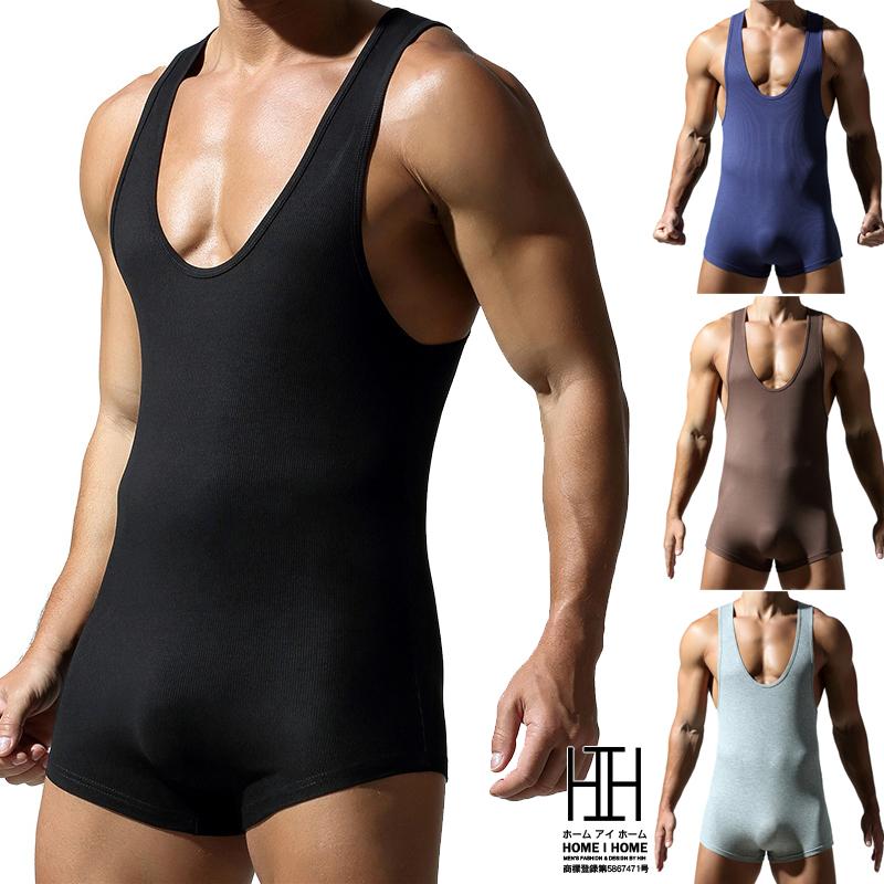 ボディースーツ レスリングウェア フィットネス メンズ ユニオンスーツ 男性下着 ルームウェア もっこり プリケツ 筋トレ 吸水速乾 ソフト生地 肌触り スポーツ | ホームアイホーム