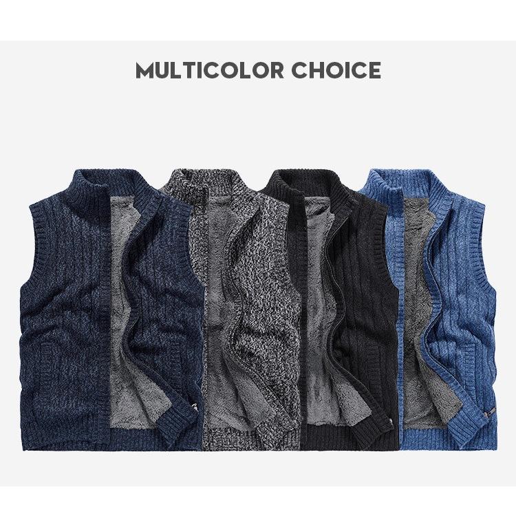 ニットベスト 裏起毛 メンズ ニット ベスト ジップアップ 立ち襟 無地 シンプル 前開き ビジネス | ホームアイホーム | 01
