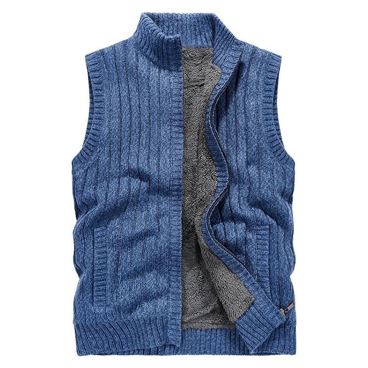 ニットベスト 裏起毛 メンズ ニット ベスト ジップアップ 立ち襟 無地 シンプル 前開き ビジネス | ホームアイホーム | 02