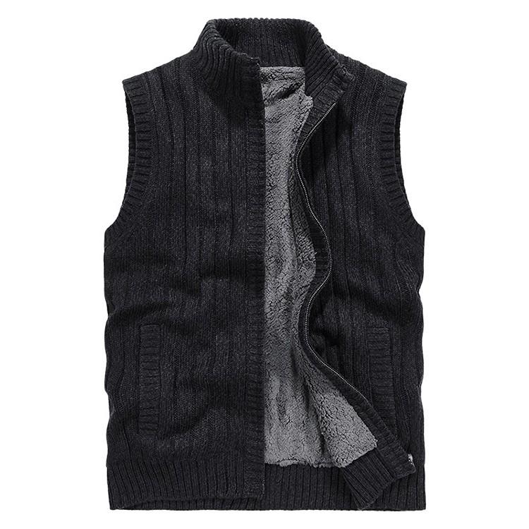 ニットベスト 裏起毛 メンズ ニット ベスト ジップアップ 立ち襟 無地 シンプル 前開き ビジネス | ホームアイホーム | 04