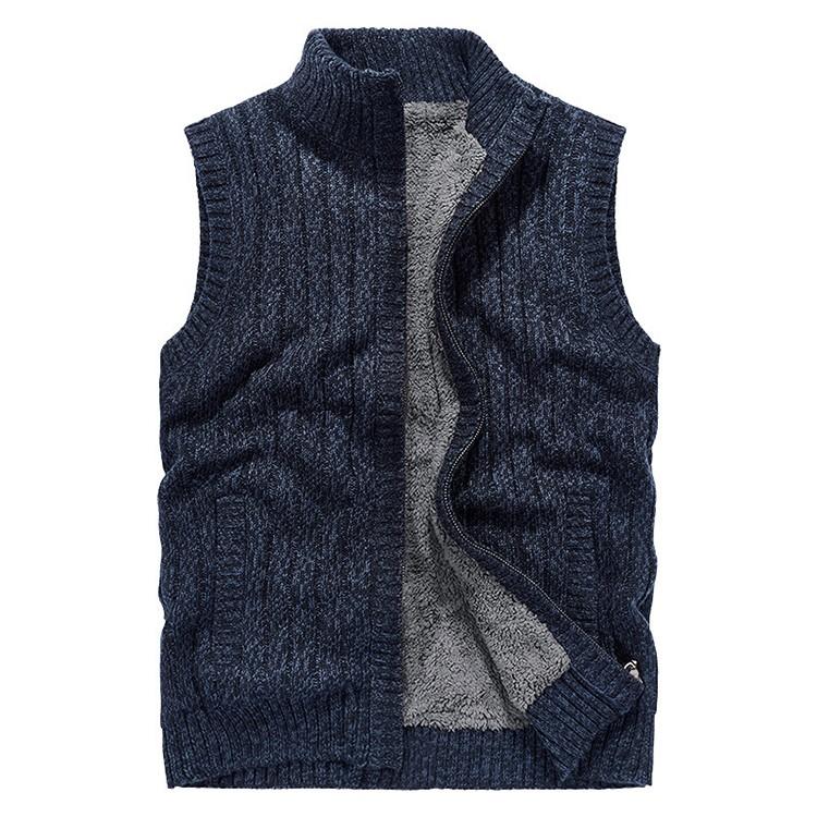 ニットベスト 裏起毛 メンズ ニット ベスト ジップアップ 立ち襟 無地 シンプル 前開き ビジネス | ホームアイホーム | 05
