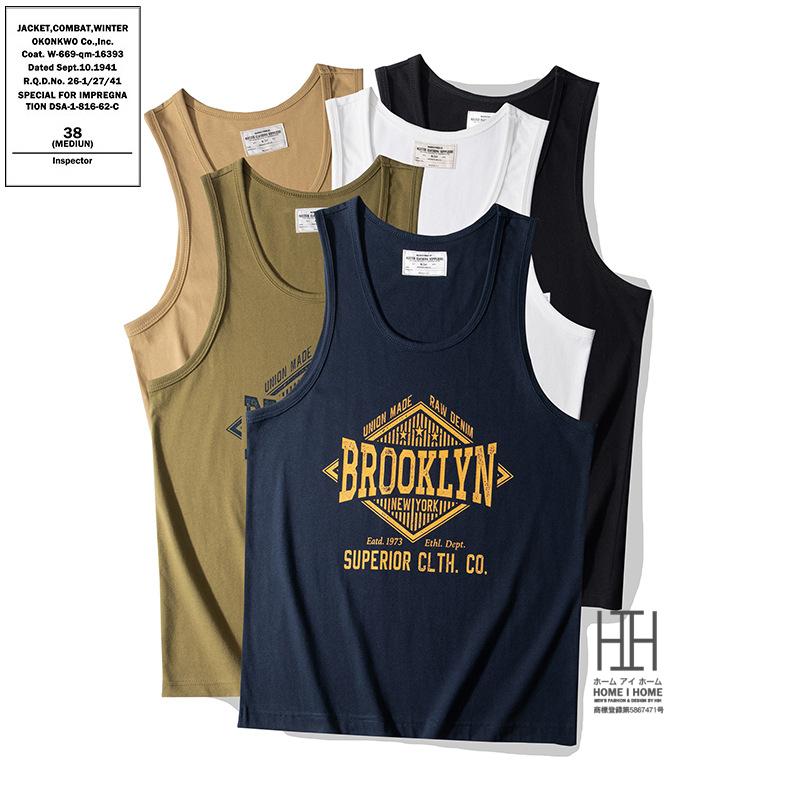 タンクトップス メンズ ロゴ おしゃれ ヘビーウェイト 棉100% ベスト Tシャツ ヴィンテージ風 抜染プリント 色落ちしにくい ノースリーブ 運動 スポーツ 部屋着 | ホームアイホーム