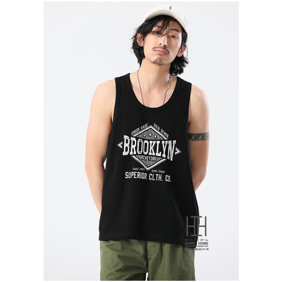 タンクトップス メンズ ロゴ おしゃれ ヘビーウェイト 棉100% ベスト Tシャツ ヴィンテージ風 抜染プリント 色落ちしにくい ノースリーブ 運動 スポーツ 部屋着 | ホームアイホーム | 07