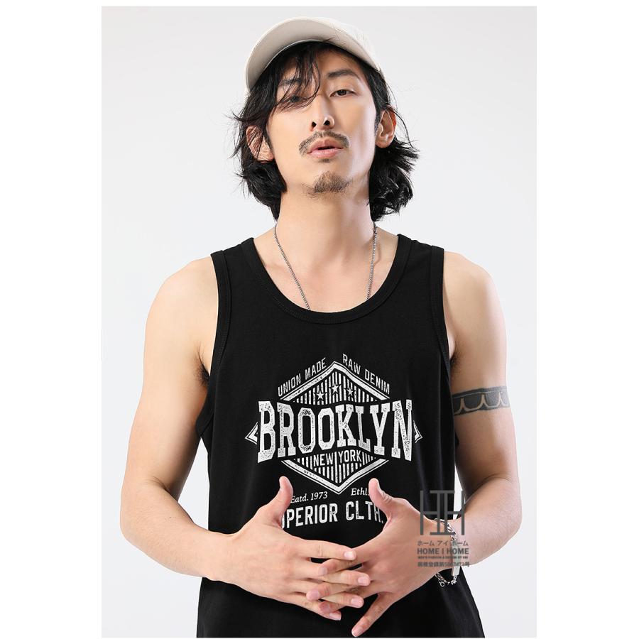 タンクトップス メンズ ロゴ おしゃれ ヘビーウェイト 棉100% ベスト Tシャツ ヴィンテージ風 抜染プリント 色落ちしにくい ノースリーブ 運動 スポーツ 部屋着 | ホームアイホーム | 08