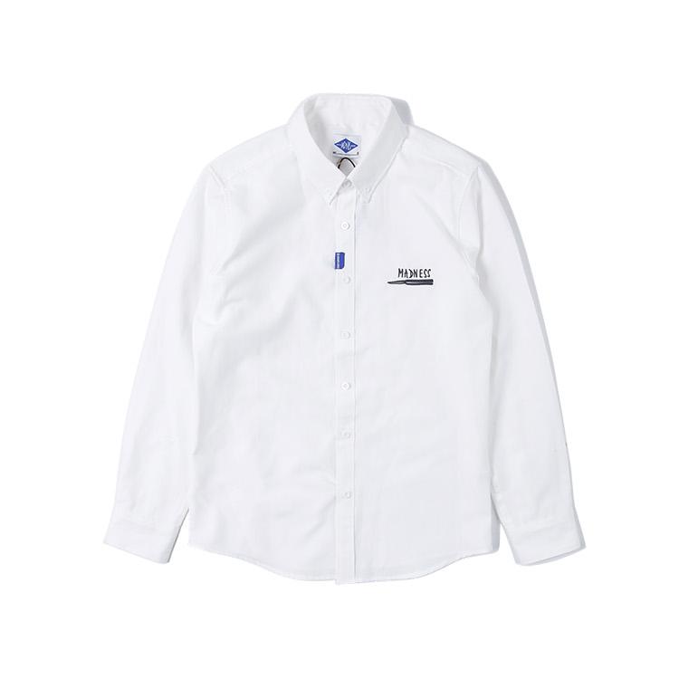 オックスフォードシャツ ボタンダウン 長袖 メンズ ワンポイント 刺繍入り ロゴ コットン おしゃれ スタイリッシュ お兄系 カジュアル トップス 羽織り | ホームアイホーム | 01