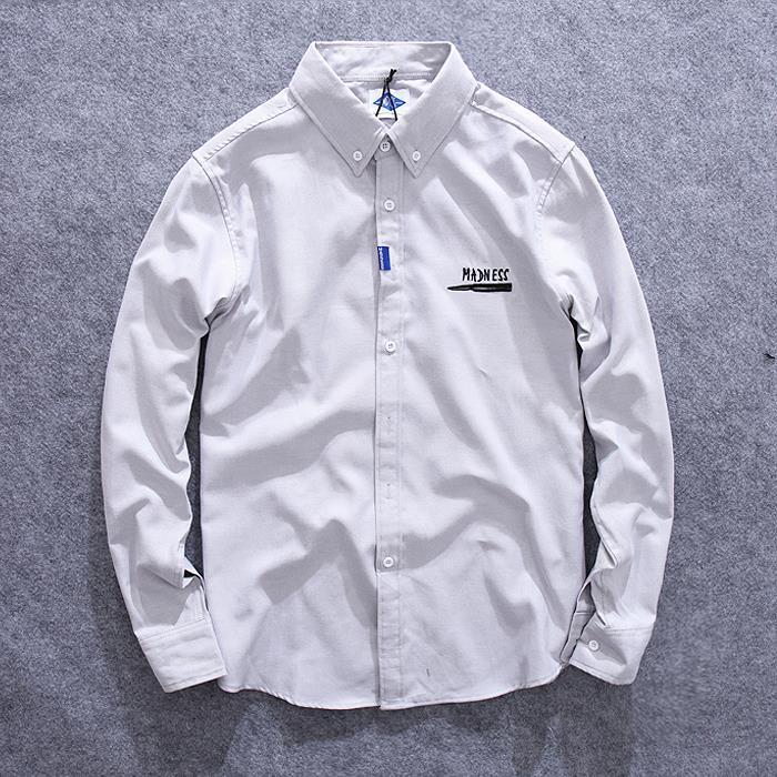 オックスフォードシャツ ボタンダウン 長袖 メンズ ワンポイント 刺繍入り ロゴ コットン おしゃれ スタイリッシュ お兄系 カジュアル トップス 羽織り | ホームアイホーム | 04