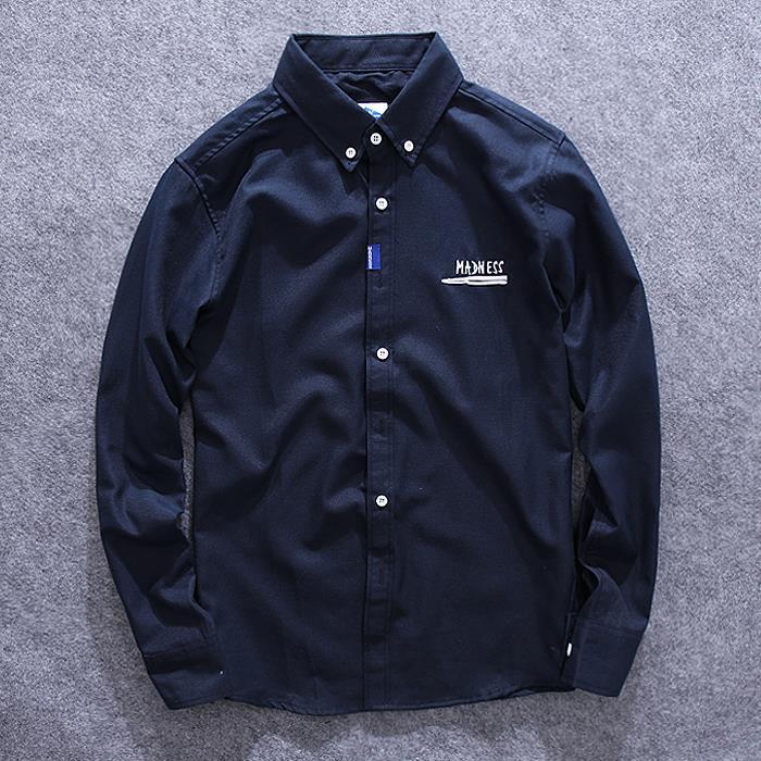 オックスフォードシャツ ボタンダウン 長袖 メンズ ワンポイント 刺繍入り ロゴ コットン おしゃれ スタイリッシュ お兄系 カジュアル トップス 羽織り | ホームアイホーム | 05