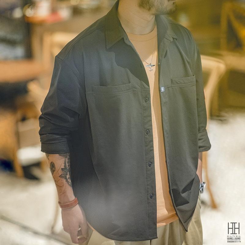 カジュアルシャツ シャツジャケット メンズ 長袖 大きいサイズ ナイロンジャケット ストレッチ 両ポケット スナップボタン アウトドア シワになりにくい | ホームアイホーム | 17